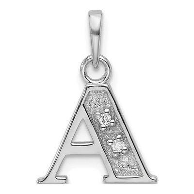 14K White Gold Diamond Letter A Pendant