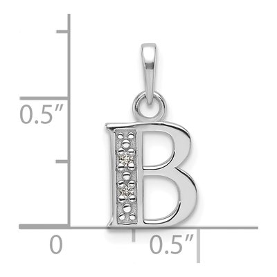 14K White Gold Diamond Letter B Pendant – view 4
