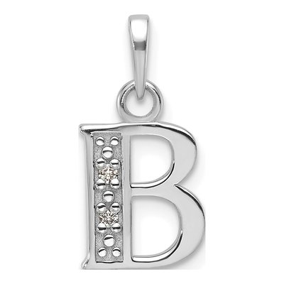 14K White Gold Diamond Letter B Pendant