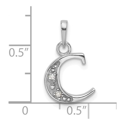 14K White Gold Diamond Letter C Pendant – view 5