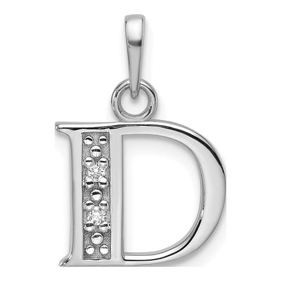 14K White Gold Diamond Letter D Pendant