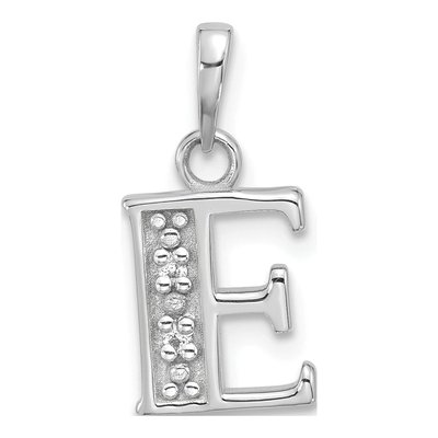 14K White Gold Diamond Letter E Pendant