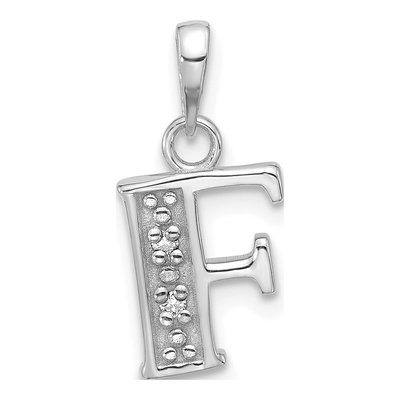 14K White Gold Diamond Letter F Pendant