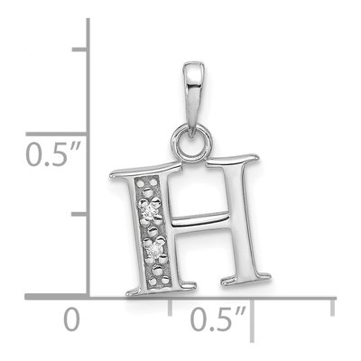 14K White Gold Diamond Letter H Pendant – view 5