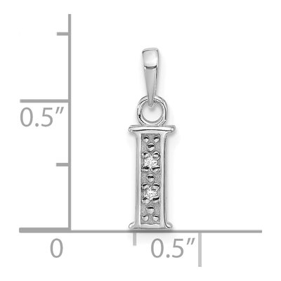 14K White Gold Diamond Initial I Pendant – view 4