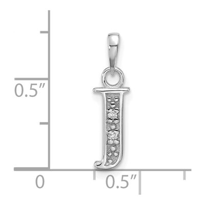 14K White Gold Diamond Letter J Pendant – view 5
