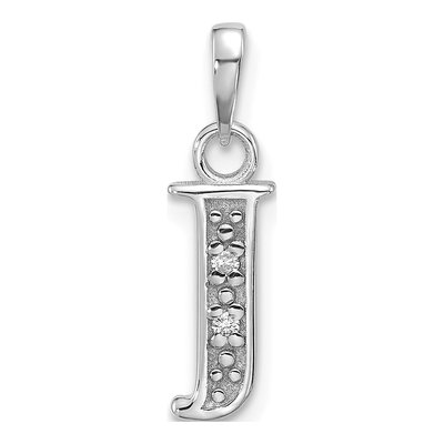 14K White Gold Diamond Letter J Pendant