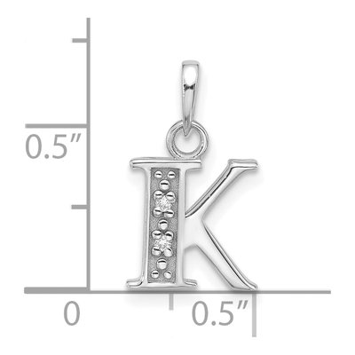 14K White Gold Diamond Letter K Pendant – view 5