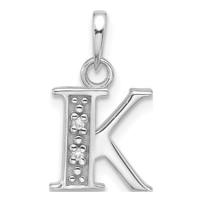 14K White Gold Diamond Letter K Pendant