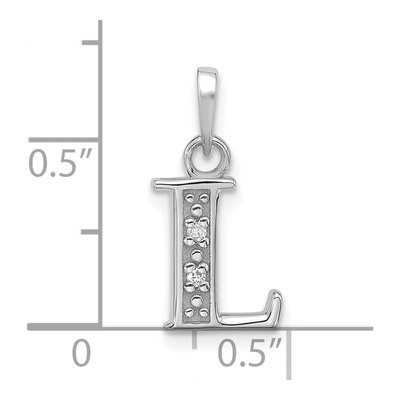 14K White Gold Diamond Letter L Pendant – view 5