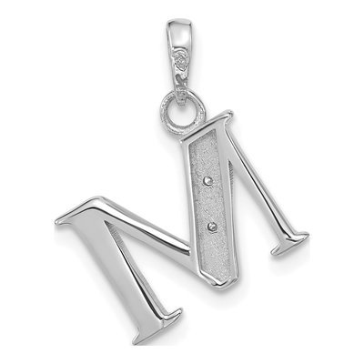 14K White Gold Diamond Letter M Pendant – view 4