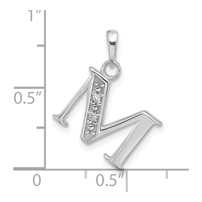 14K White Gold Diamond Letter M Pendant – view 5