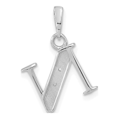 14K White Gold Diamond Letter N Pendant – view 3