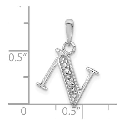 14K White Gold Diamond Letter N Pendant – view 4