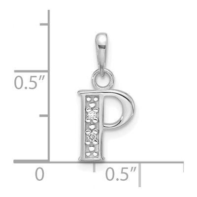 14K White Gold Diamond Letter P Pendant – view 5