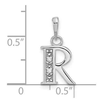 14K White Gold Diamond Letter R Pendant – view 4