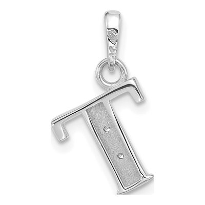 14K White Gold Diamond Letter T Pendant – view 4
