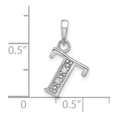 14K White Gold Diamond Letter T Pendant – view 5