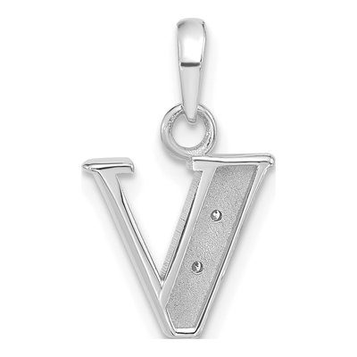 14K White Gold Diamond Letter V Pendant – view 4