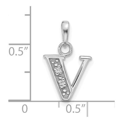 14K White Gold Diamond Letter V Pendant – view 5