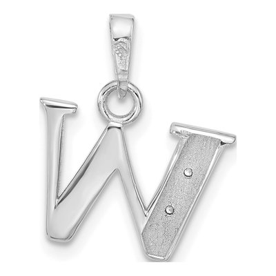 14K White Gold Diamond Letter W Pendant – view 4