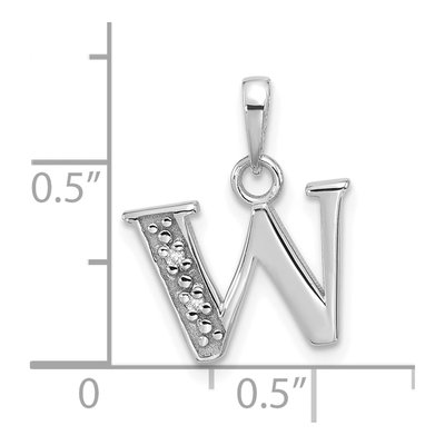 14K White Gold Diamond Letter W Pendant – view 5