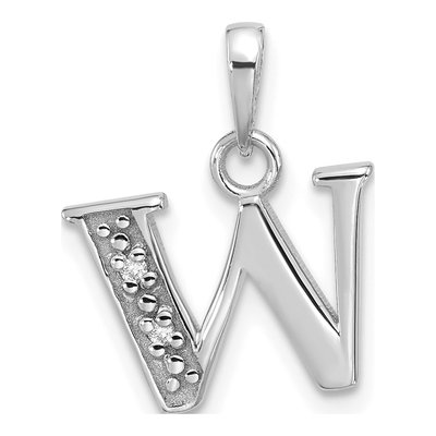14K White Gold Diamond Letter W Pendant