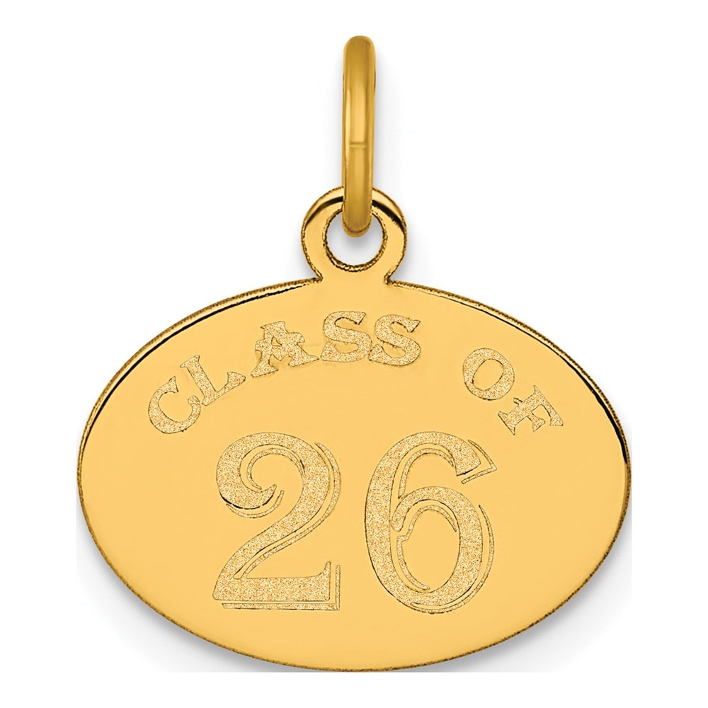 14K Polished Oval Class Of 2026 Charm Pendant