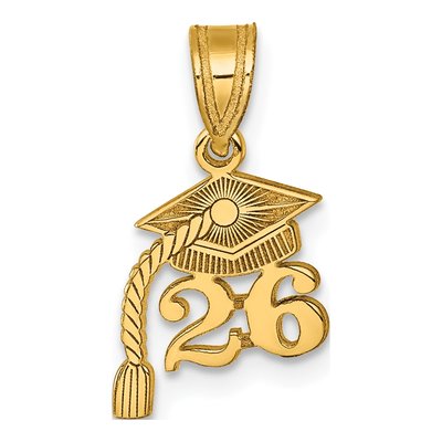 14K Yellow Gold Graduation Cap Tassel Charm
