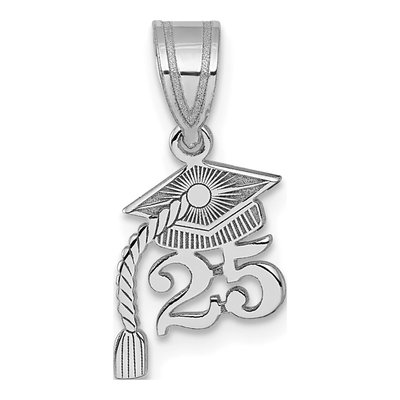14K White Gold Graduation Cap ' Pendant