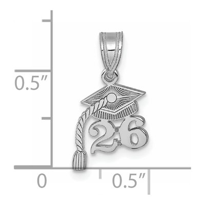 14K White Gold Graduation Cap Charm – view 5