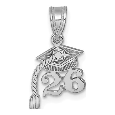 14K White Gold Graduation Cap Charm