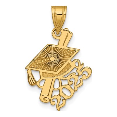 14K Yellow Gold Graduation Cap Diploma Charm