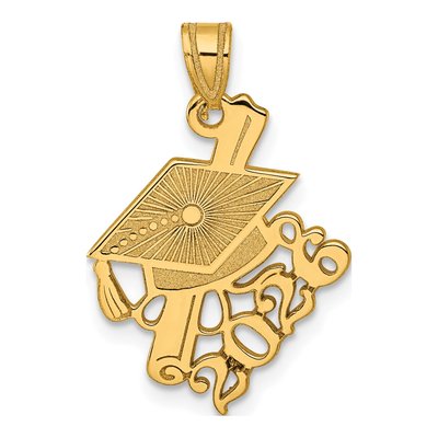 14K Yellow Gold Grad Cap Diploma Charm