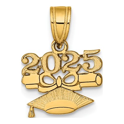14K Yellow Gold Graduation Cap Diploma Charm