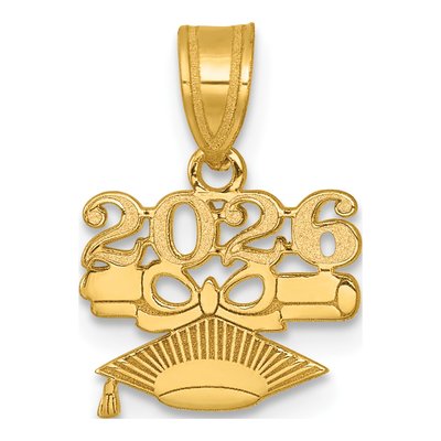 14K Yellow Gold Grad Cap Diploma Charm