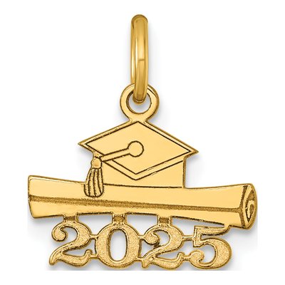 14K Yellow Gold Grad Cap Diploma Charm