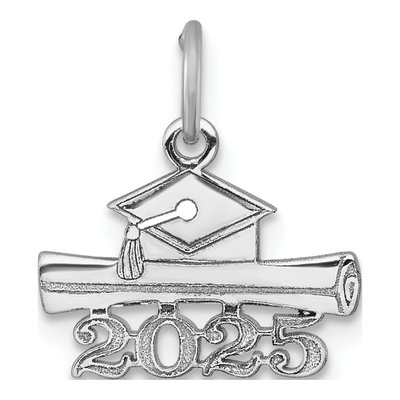 14K White Gold Graduation Cap Charm