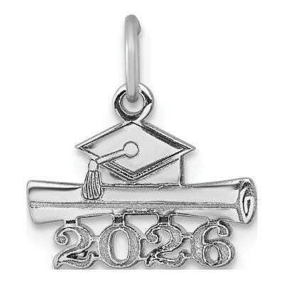 14K White Gold Graduation Cap Charm