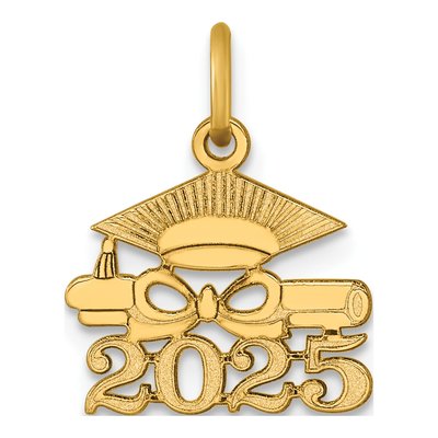 14K Yellow Gold Graduation Cap Diploma Charm