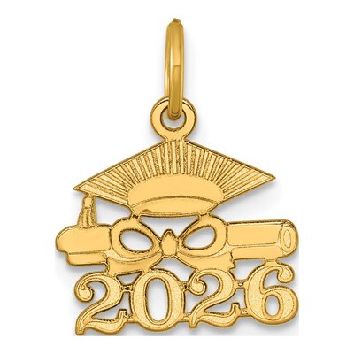 14K Yellow Gold Graduation Cap Charm