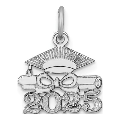14K White Gold Graduation Cap Diploma Charm