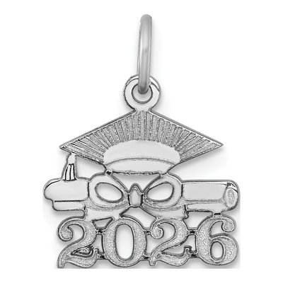 14K White Gold Graduation Cap Diploma Charm