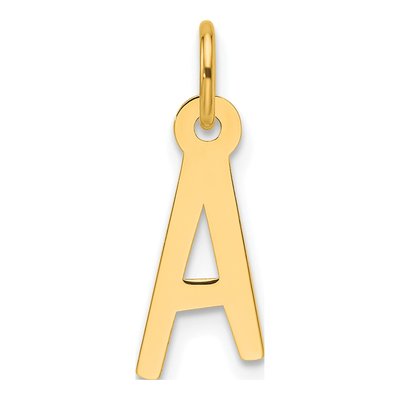 14K Yellow Gold Letter A Charm
