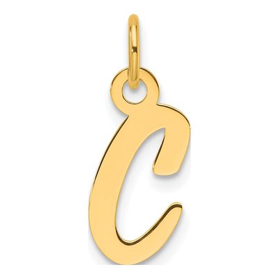 14K Yellow Gold Letter C Charm