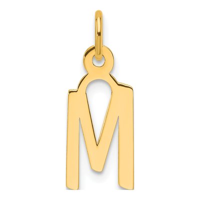 14K Yellow Gold Block Letter M Charm