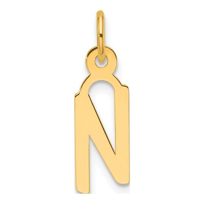 14K Yellow Gold Letter N Pendant