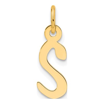 14K Yellow Gold Letter S Charm