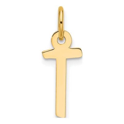 14K Yellow Gold Block Letter T Charm