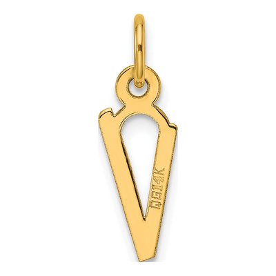 14K Yellow Gold Initial V Block Letter Charm – view 4